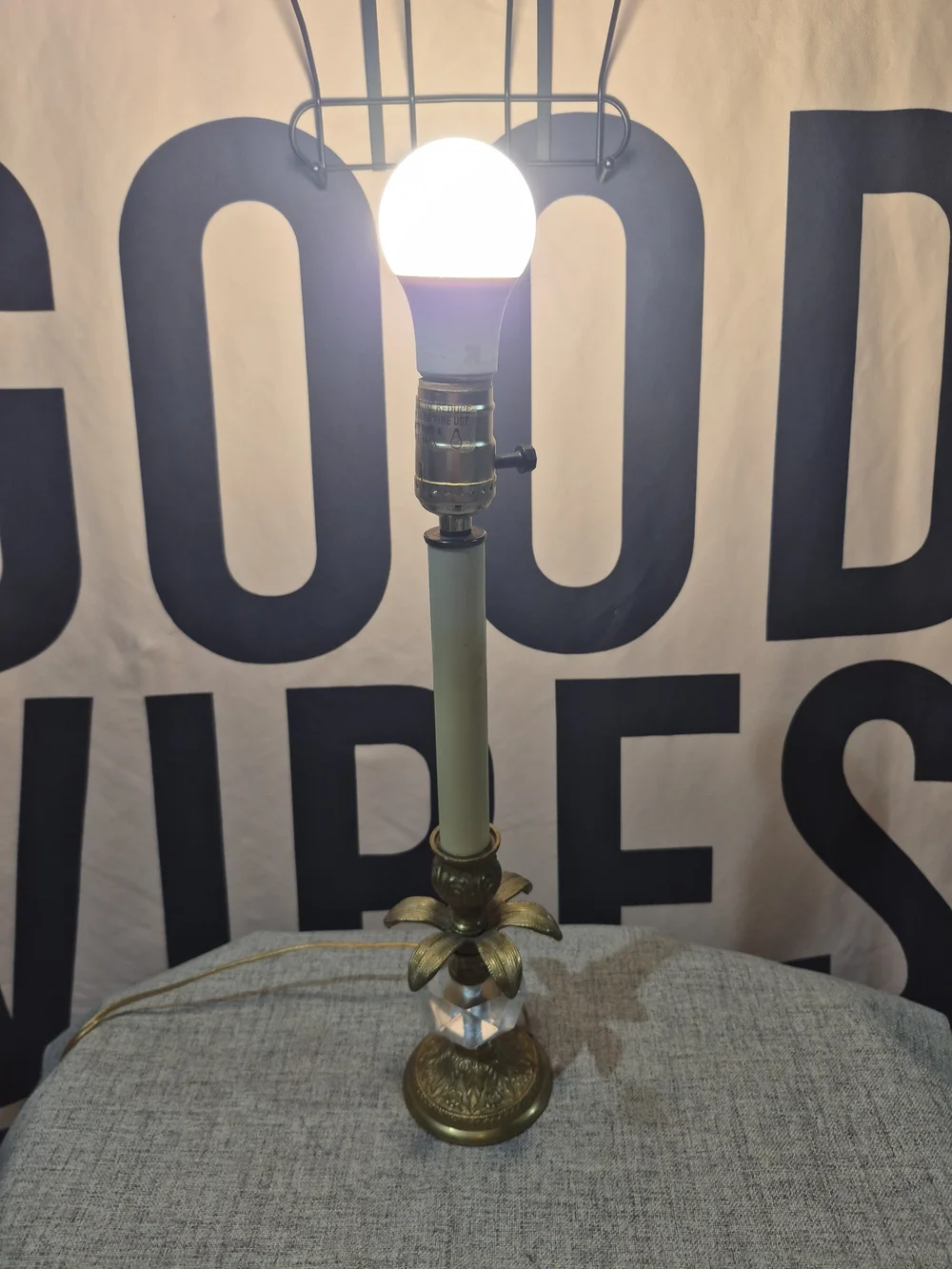 Brass and Crystal Table Lamp  - Gold Accent